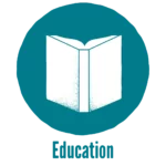 Icon with the word "Education".