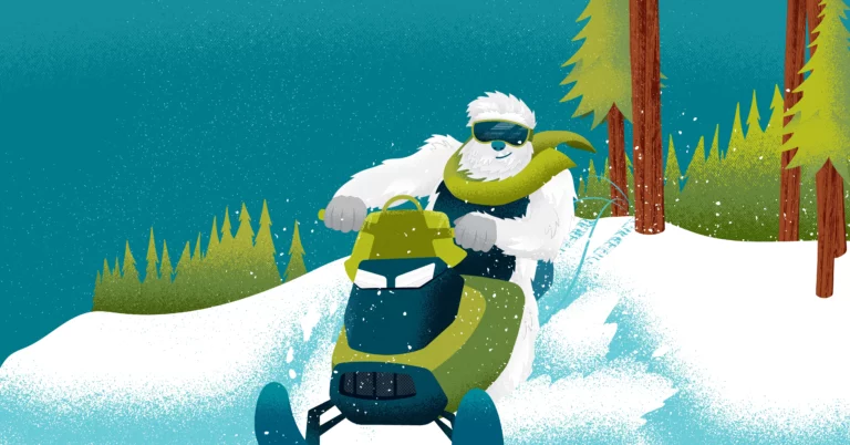 Yeti on a snowmobile