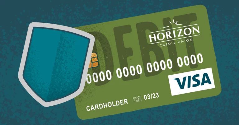 debit card and shield