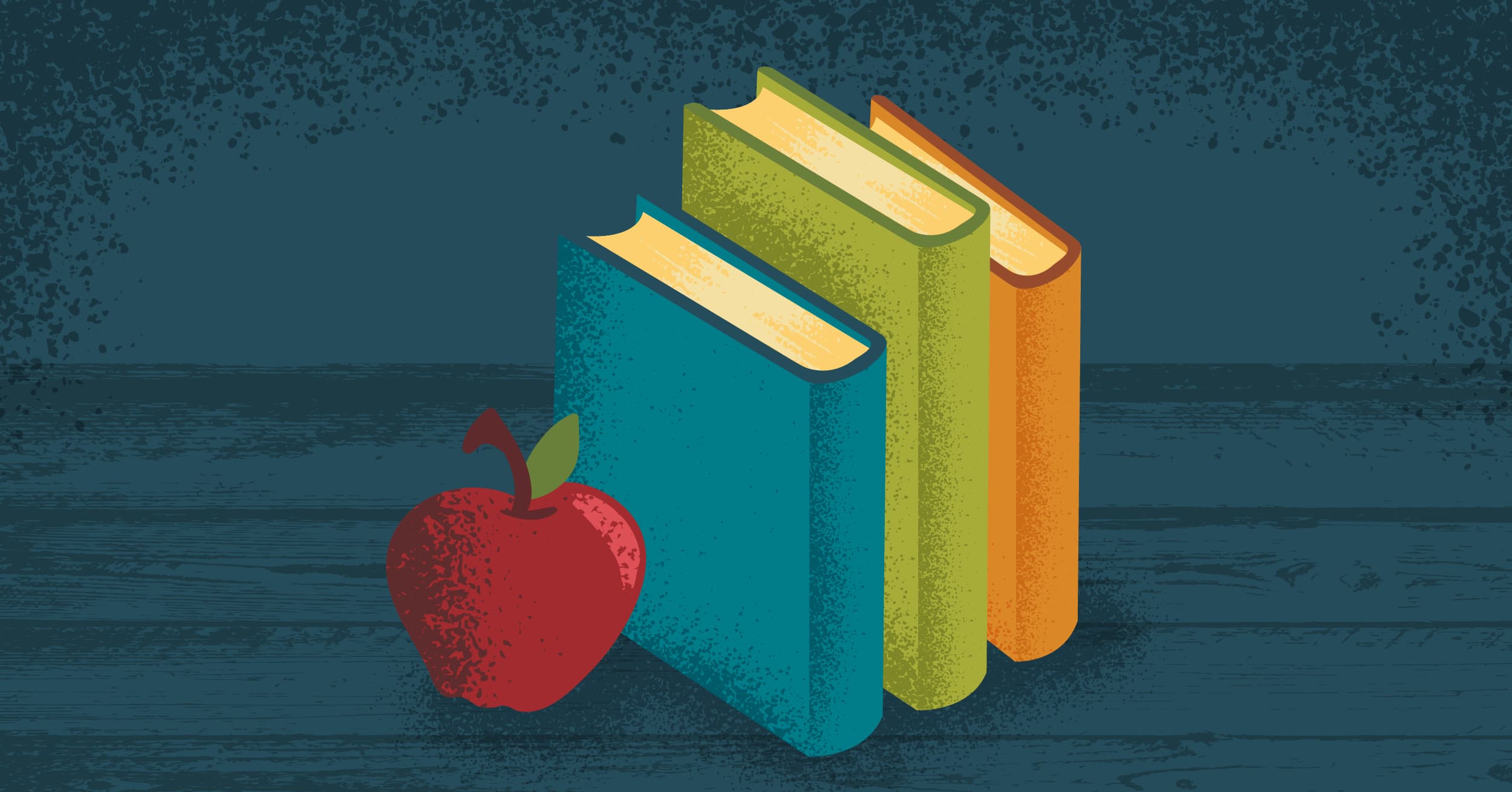 Stack of books with an apple