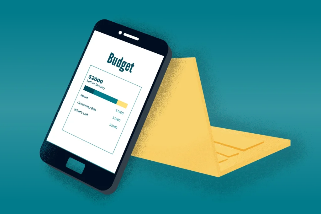 Budgeting app displayed on a mobile phone