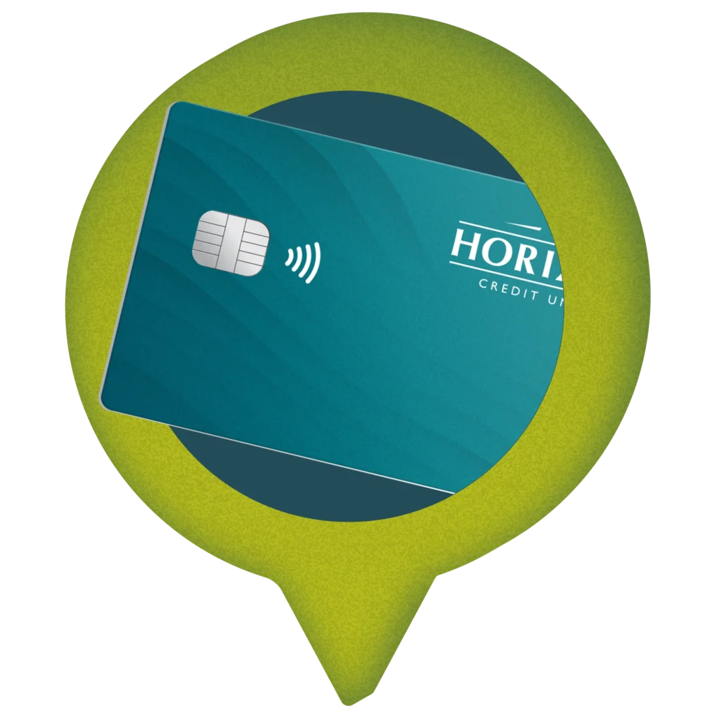 Location pin with a debit card inside