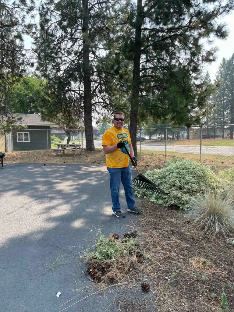 Raking up leaves