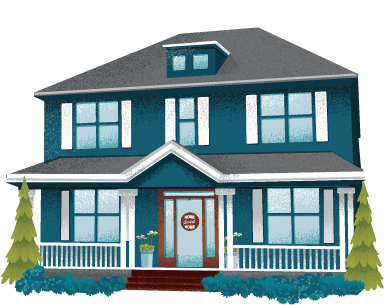 Blue two story house