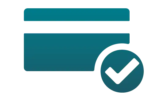 Icon of a credit card and check mark