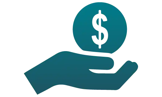 Icon of a hand holding a coin