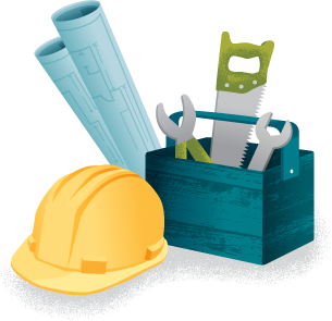 Tool box and construction hat