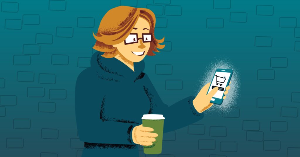 woman looking at her phone