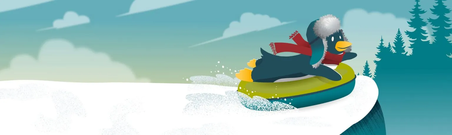 penguin sledding