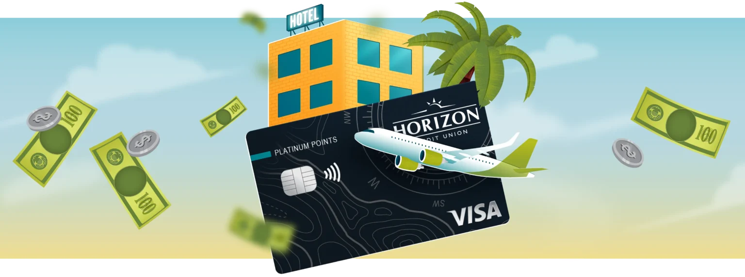 Airplane flying over credit card