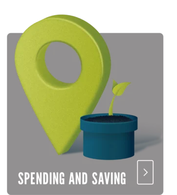 Spending and saving map pinpoint