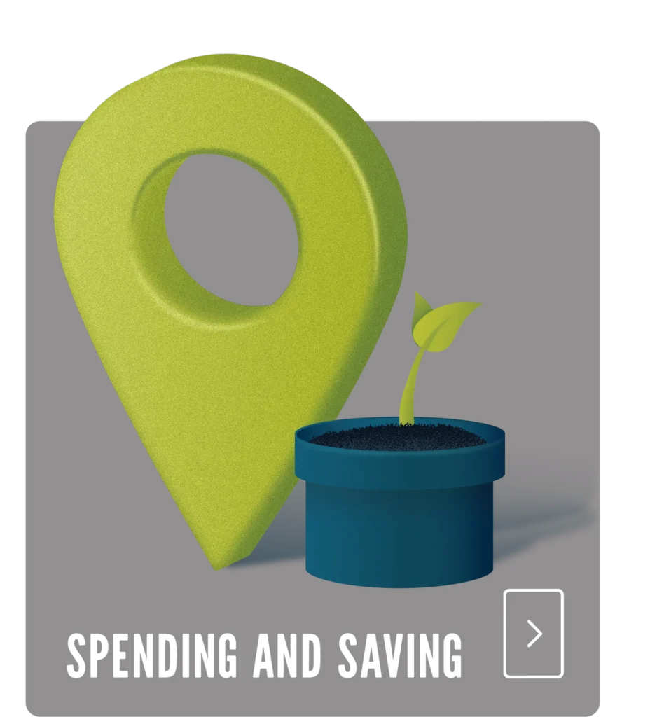 Spending and saving map pinpoint