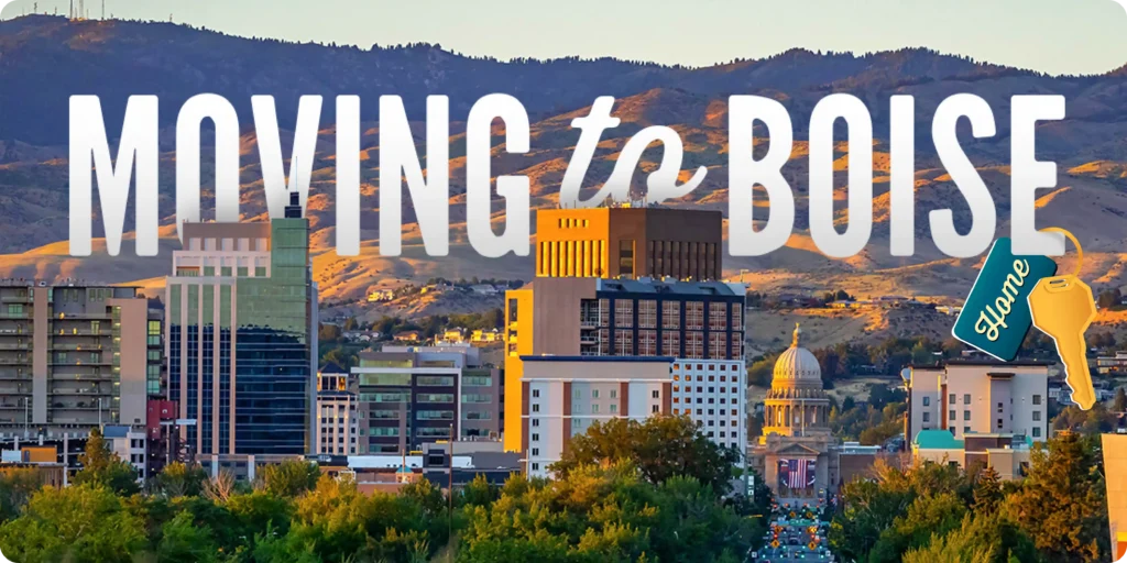 The Boise skyline with the words "Moving to Boise"